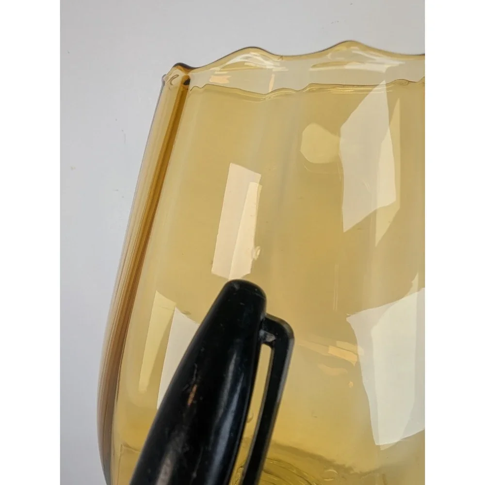 Empoli Glass Amber Spot Optic Glass Footed Large Brandy Snifter Twisted Stem Vng